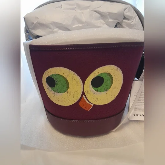 New Coach Owl Halloween Bucket Bag With Silky Dust Cover  NWT - Picture 2 of 12